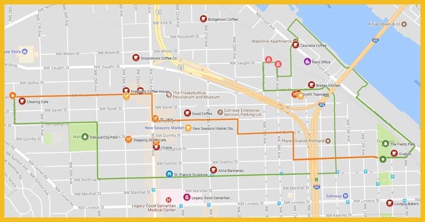 NW Willamette Greenway Slabtown Northwest Pearl District Map