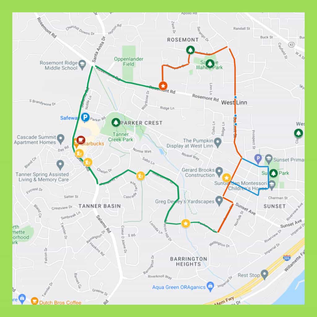 WALKING WEST LINN Parker Crest Rosemont Summit Sahallie Park Romp In Reverse 4.5 miles